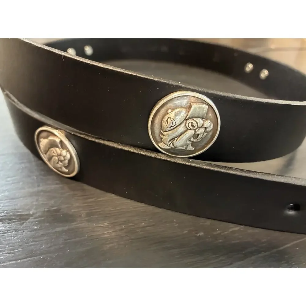 Black Genuine Leather Belt With 4 Buc-ee’s Conchos Sizes 30, 32, 38 New